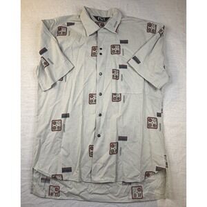 Pacific Coast Highway VTG Geometric Print Cotton Button Up Shirt Mens Medium